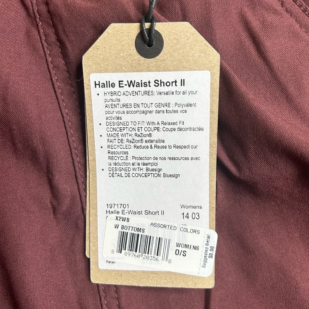 New Prana‎ Women’s Halle E-Waist Short II Size 14 inseam 3”